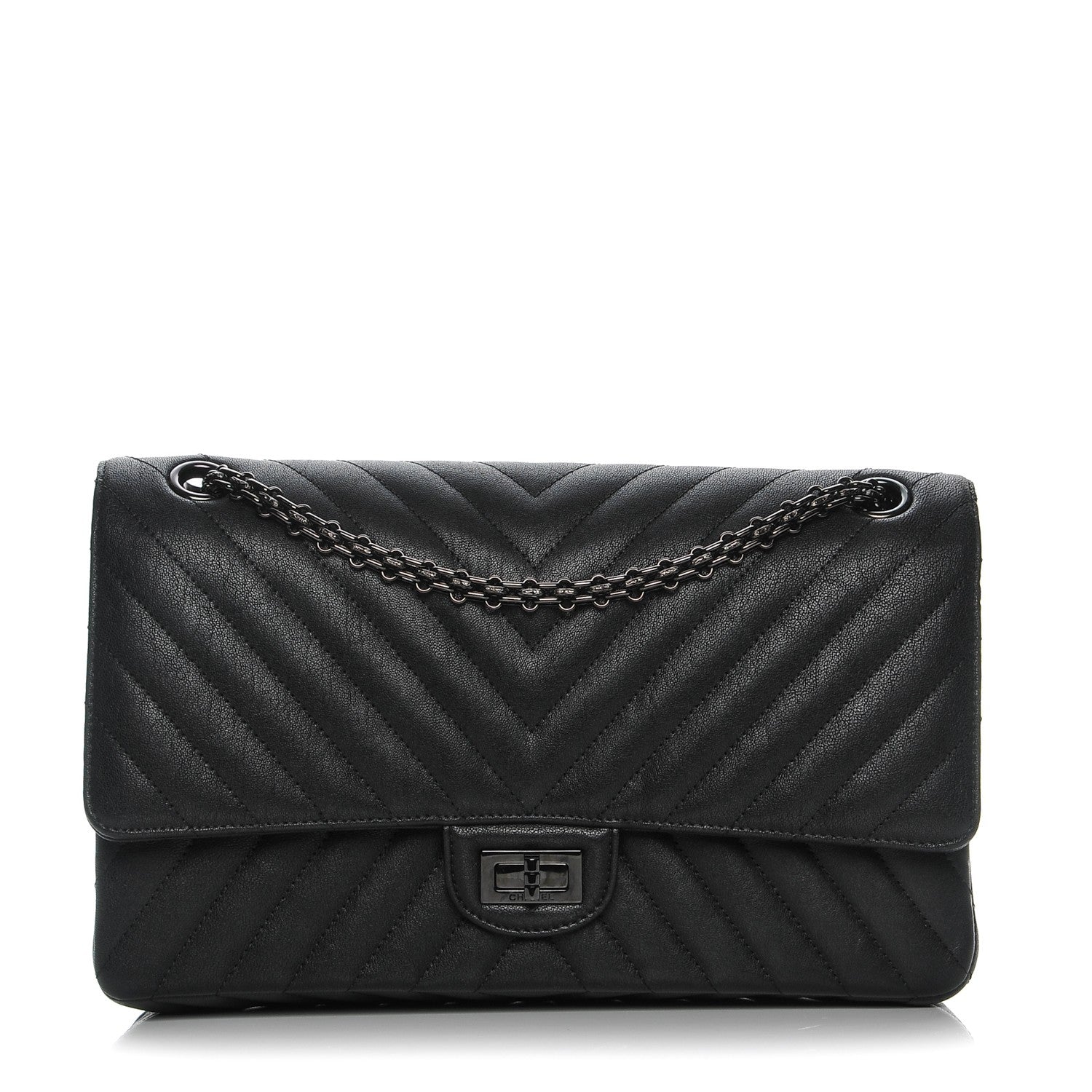 Chanel Sheepskin Chevron Quilted 2.55 Reissue 226 Flap So Black 1 of 8