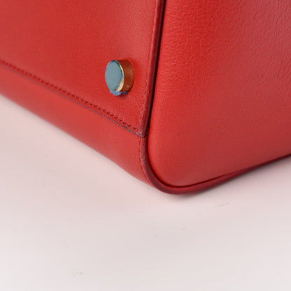 Saint Laurent Calfskin Medium Moujik Top Handle Bag Lipstick Red 16 of 18