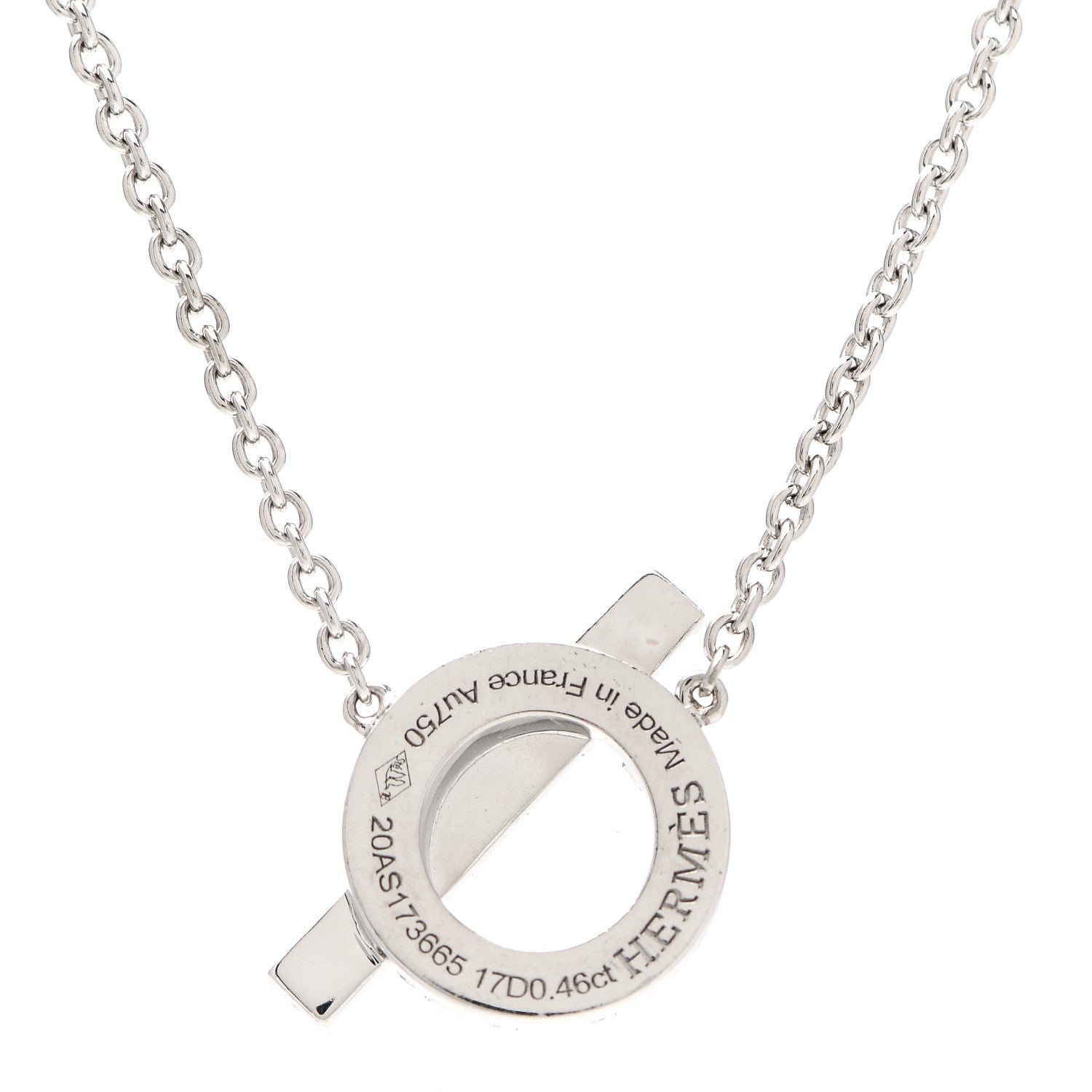 Hermes 18K White Gold Diamond Finesse Pendant Necklace 4 of 5