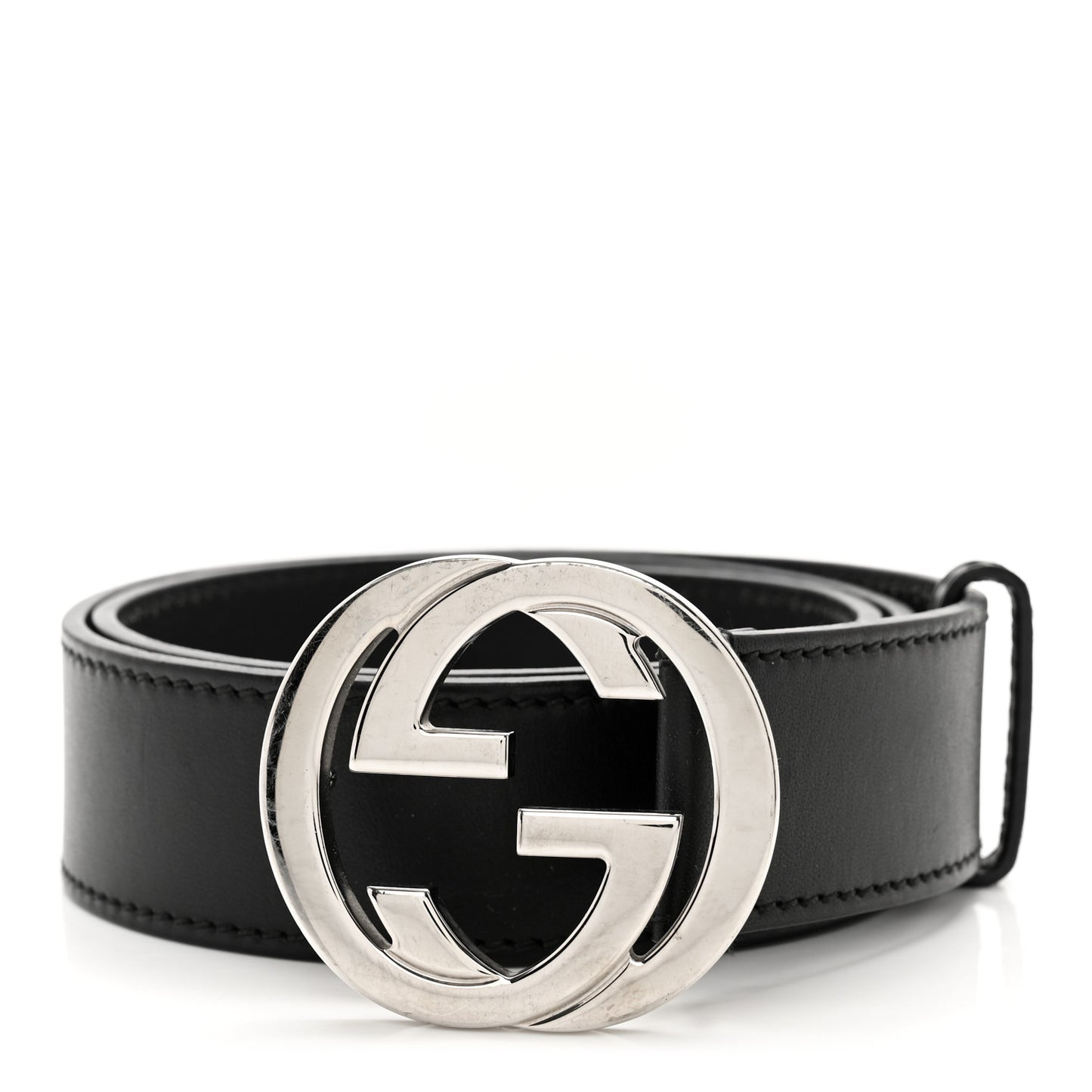 Selleria Calfskin Nickel Interlocking G 37mm Belt 85 34 Black