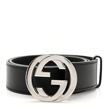Gucci Selleria Calfskin Nickel Interlocking G 37mm Belt 85 34 Black 1 of 6