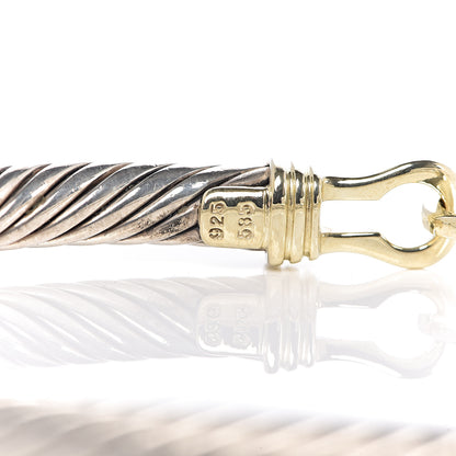 David Yurman Sterling Silver 14K Yellow Gold 5mm Cable Classic Buckle Bracelet 4 of 5