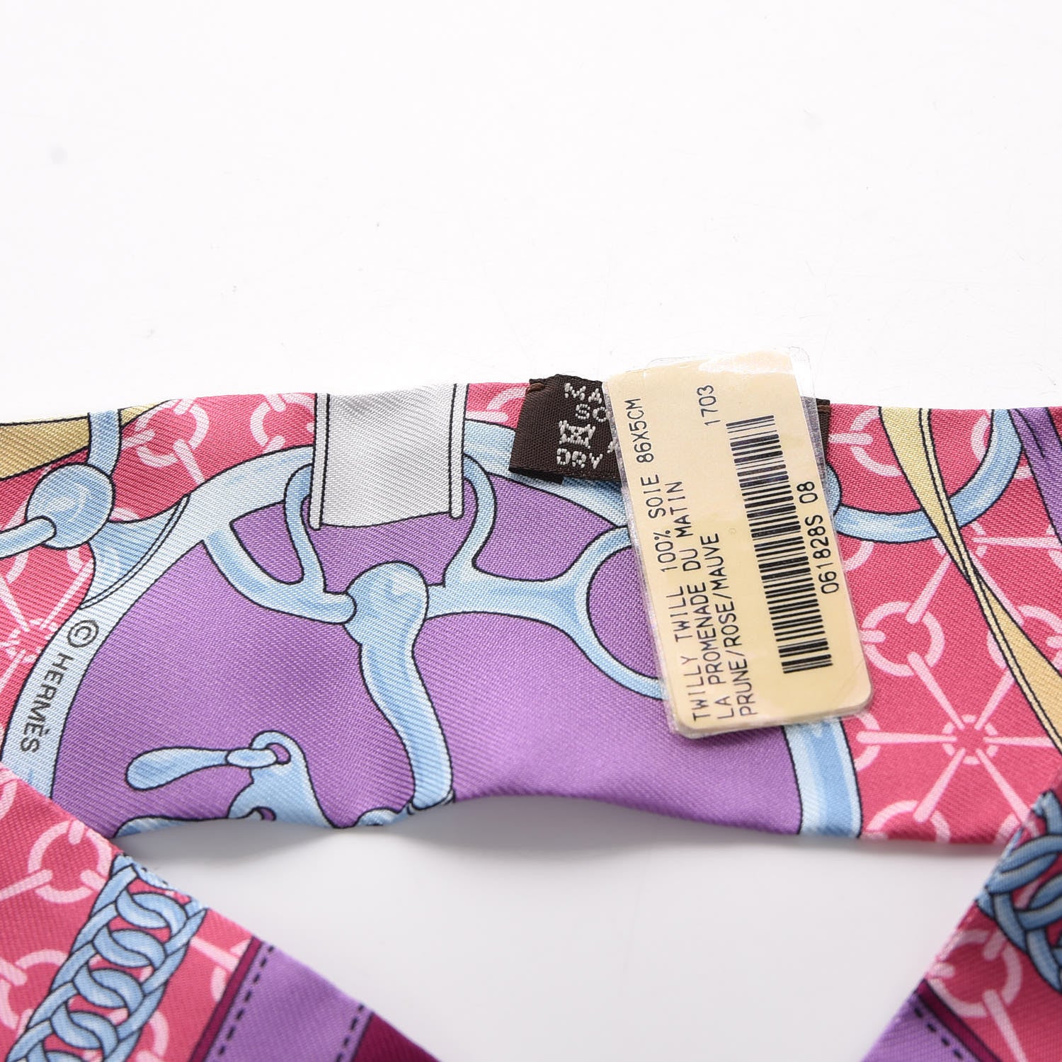 Hermes Silk La Promenade Du Matin Twilly Prune Rose Mauve 3 of 4