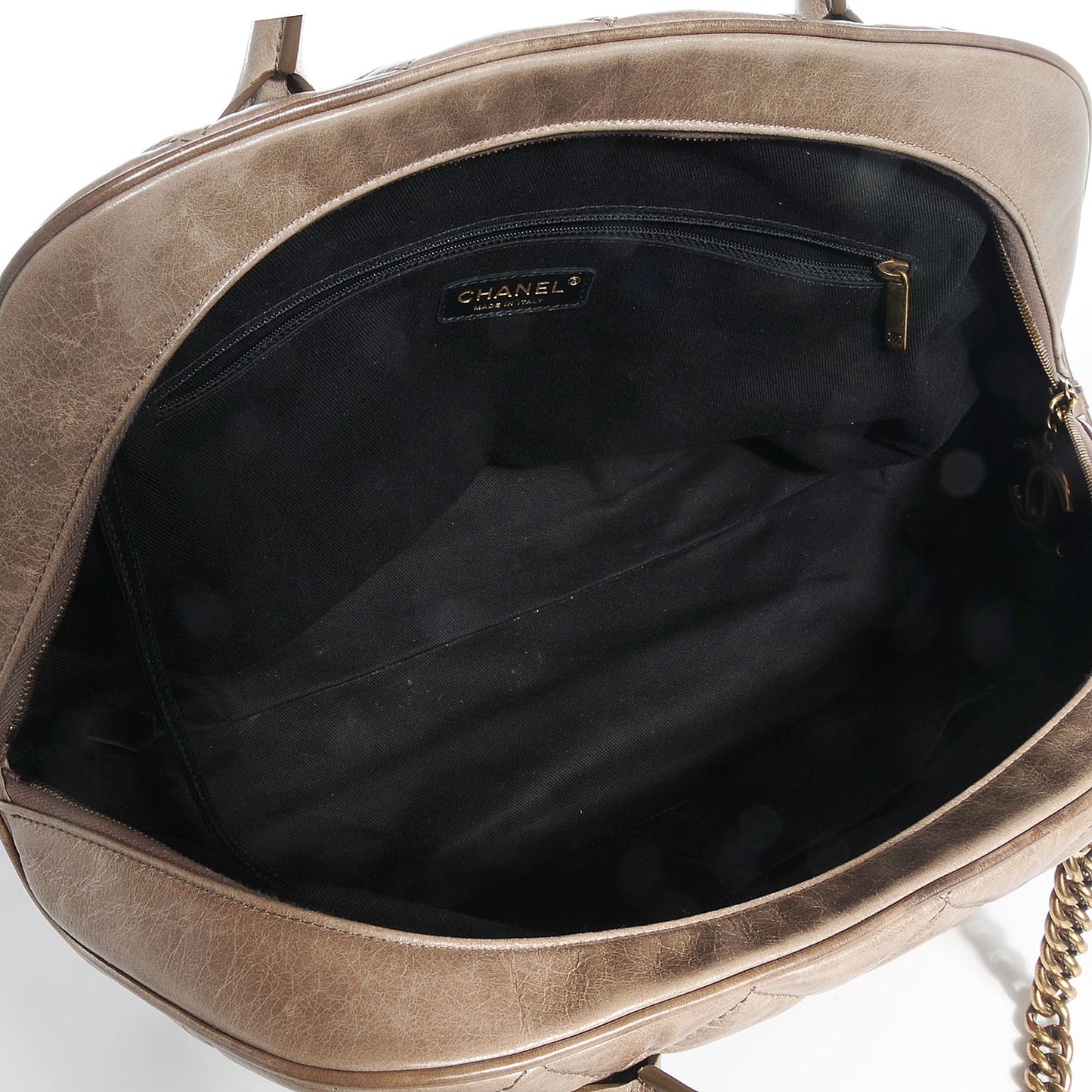 Calfskin Quilted Castle Rock Bowling Bag Grey