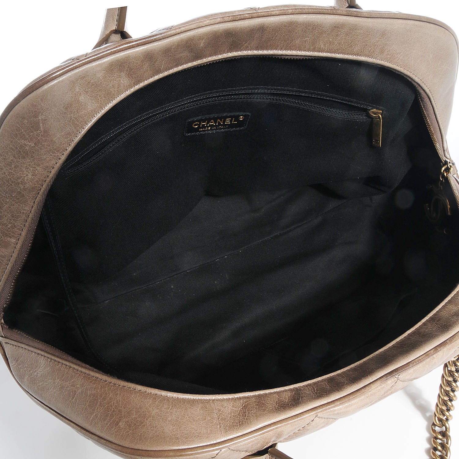 Chanel Calfskin Quilted Castle Rock Bowling Bag Grey 5 of 8