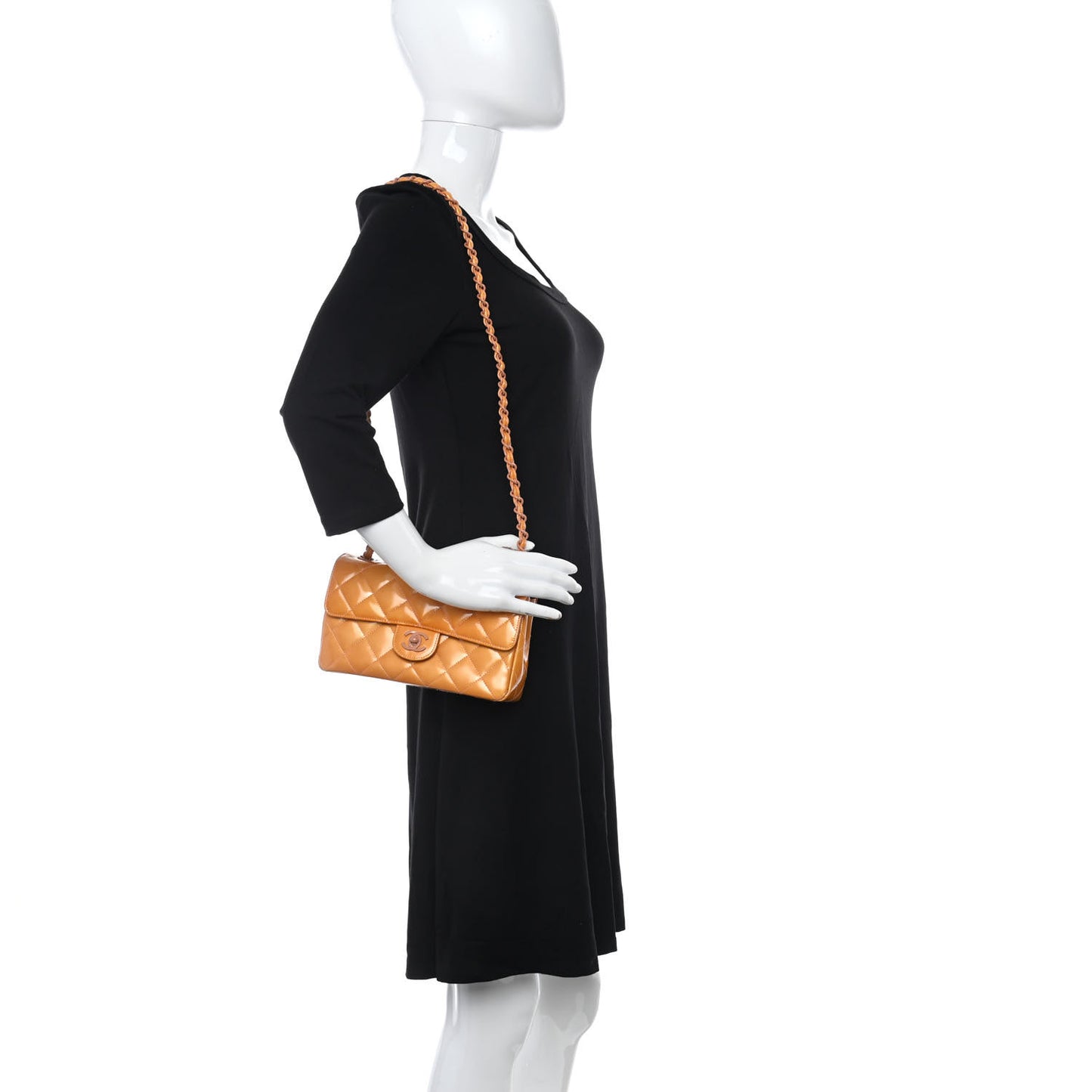 Patent Quilted Mini Rectangular Flap Orange