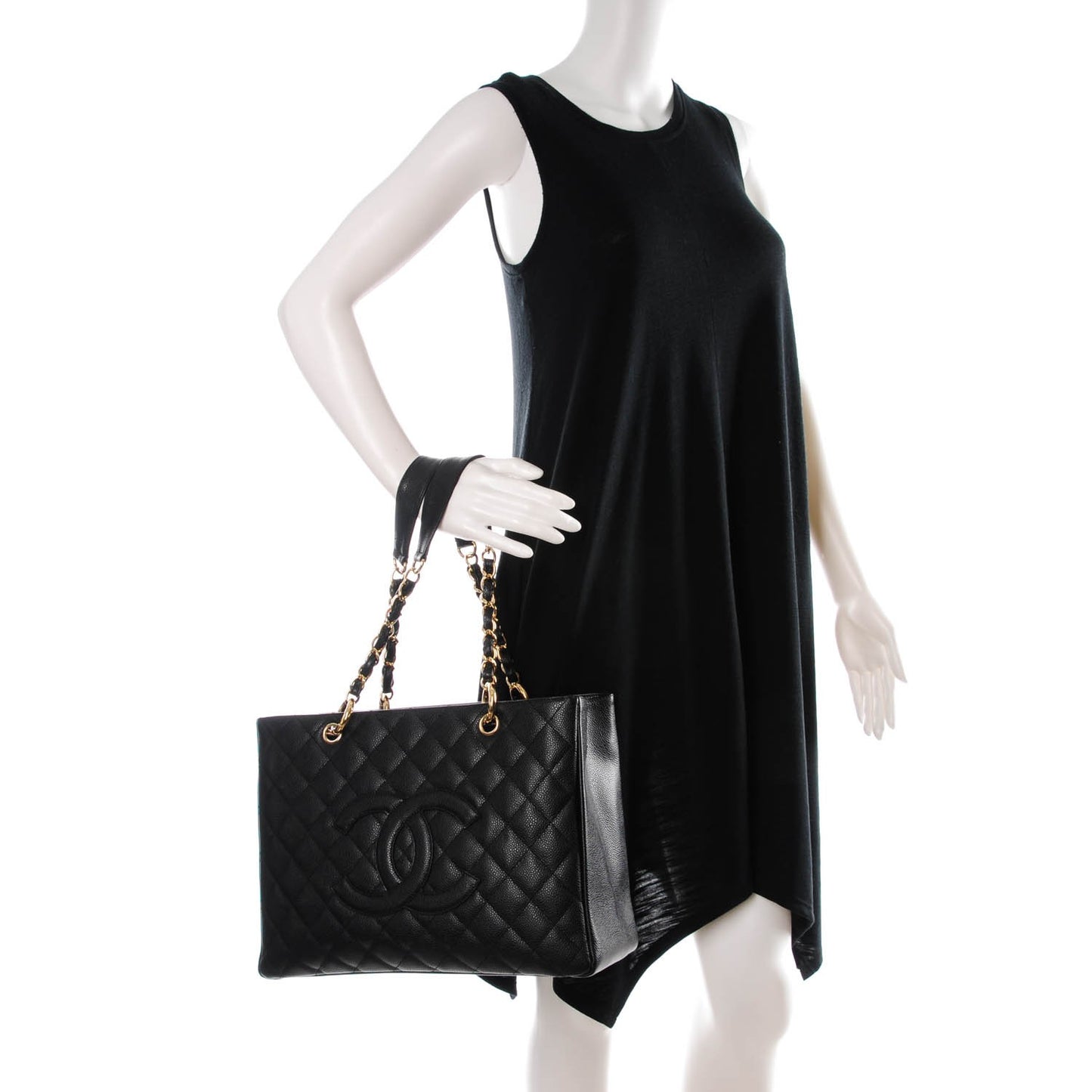 Caviar Quilted Grand Shopping Tote GST Black
