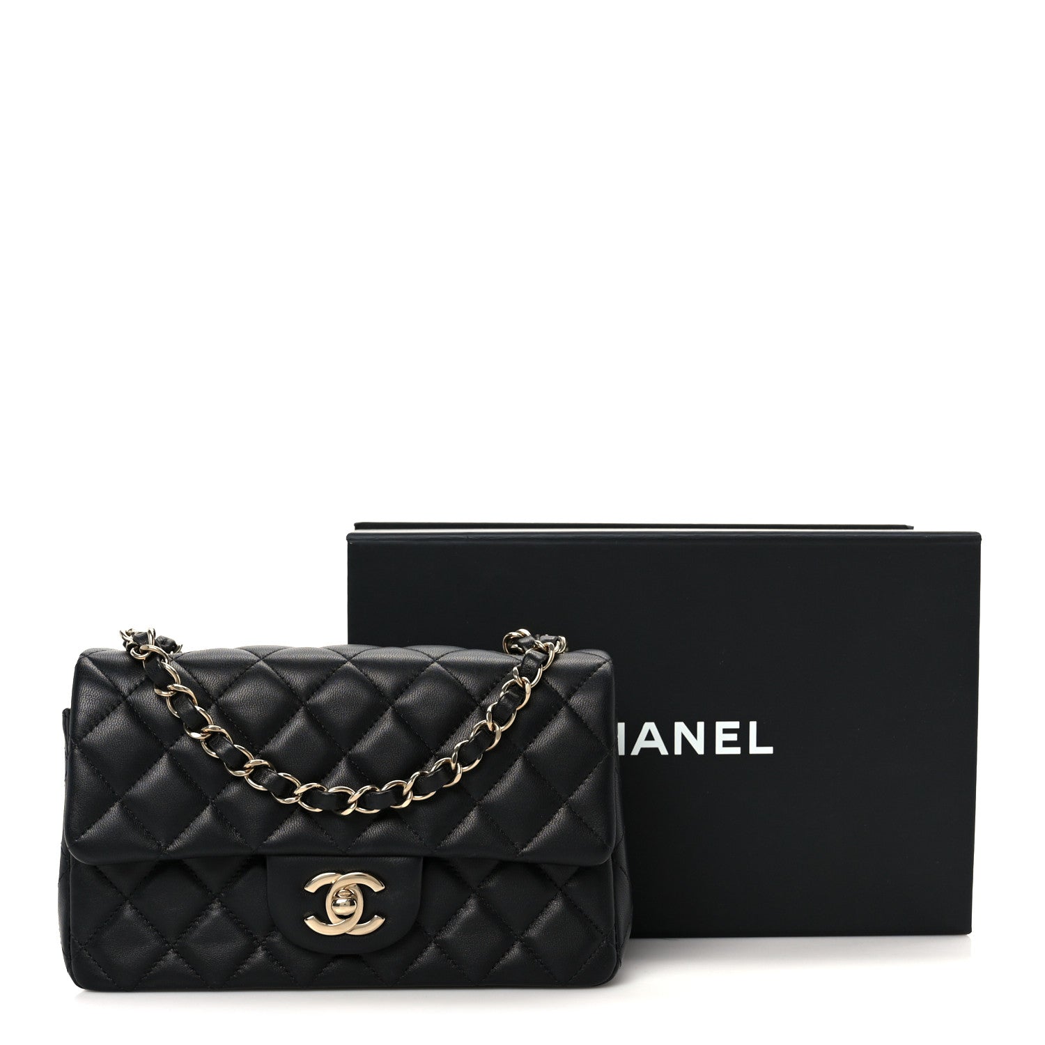 Chanel Lambskin Quilted Mini Rectangular Flap Black 12 of 12