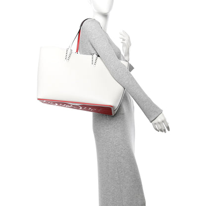 Christian Louboutin Calfskin Spikes Large East West Cabata Tote Snow 2 of 12