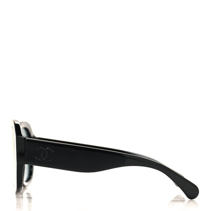 Chanel Acetate Crystal CC Shield Sunglasses 5497-B Black 3 of 7