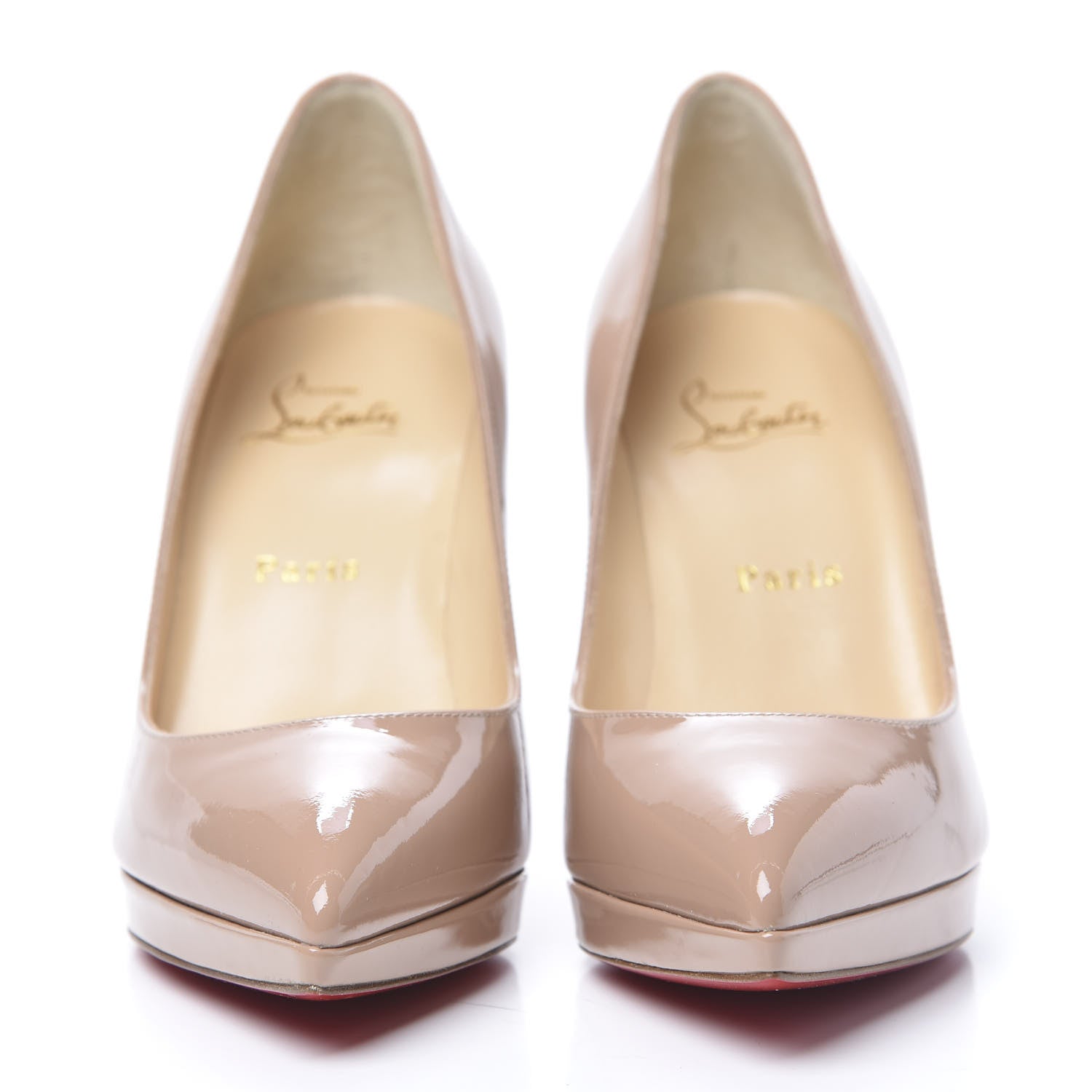 Christian Louboutin Patent Pigalle Plato 100 Pumps 37 Nude 2 of 9