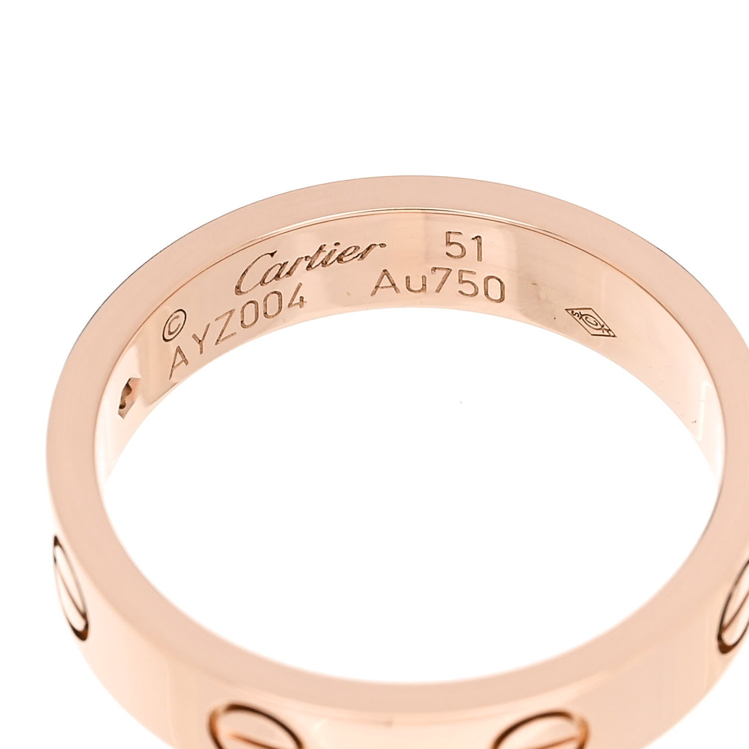 Cartier 18K Pink Gold Diamond 4mm LOVE Wedding Band Ring 51 5.75 4 of 4