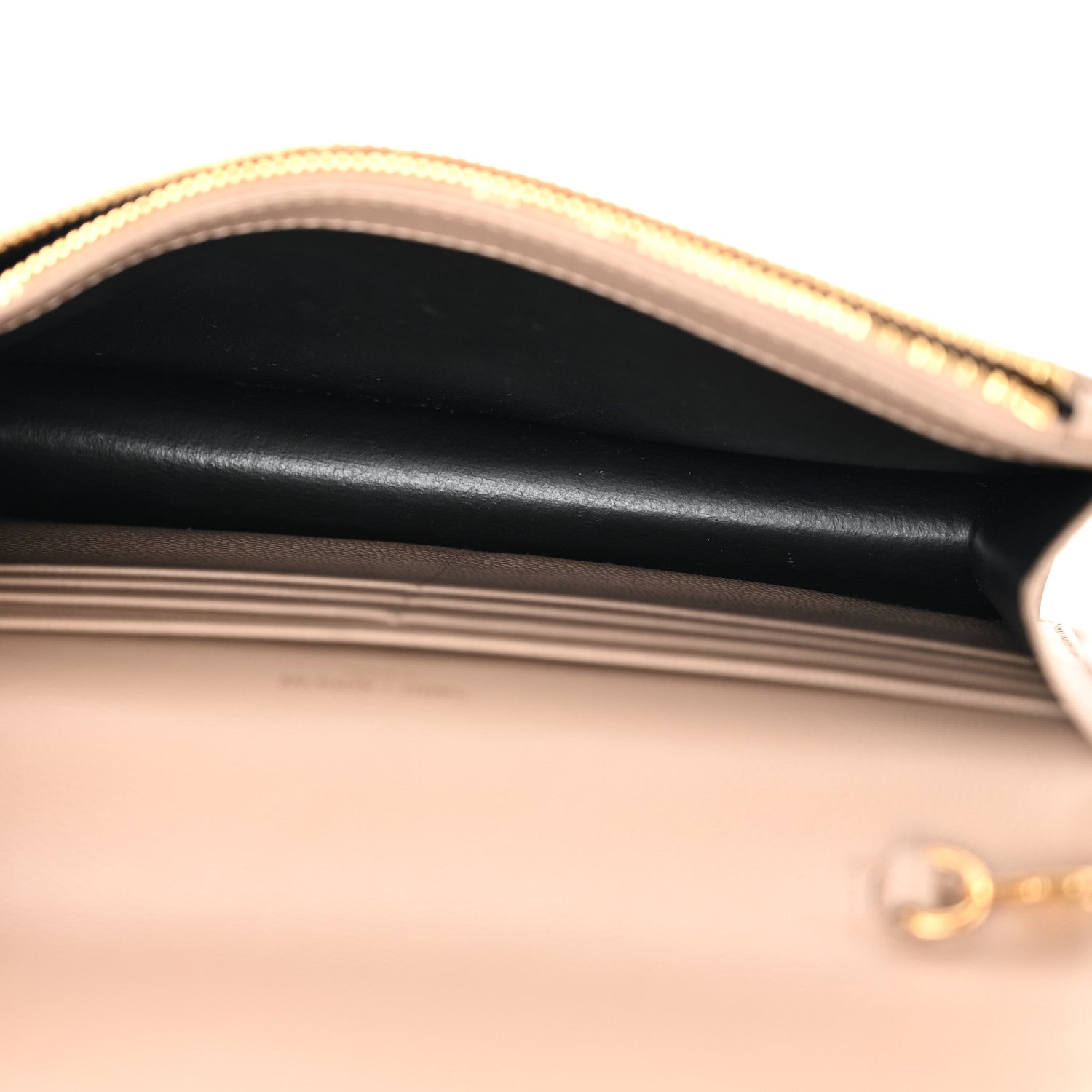 Saint Laurent Grain De Poudre Matelasse Chevron Monogram Envelope Chain Wallet Dark Beige 5 of 13