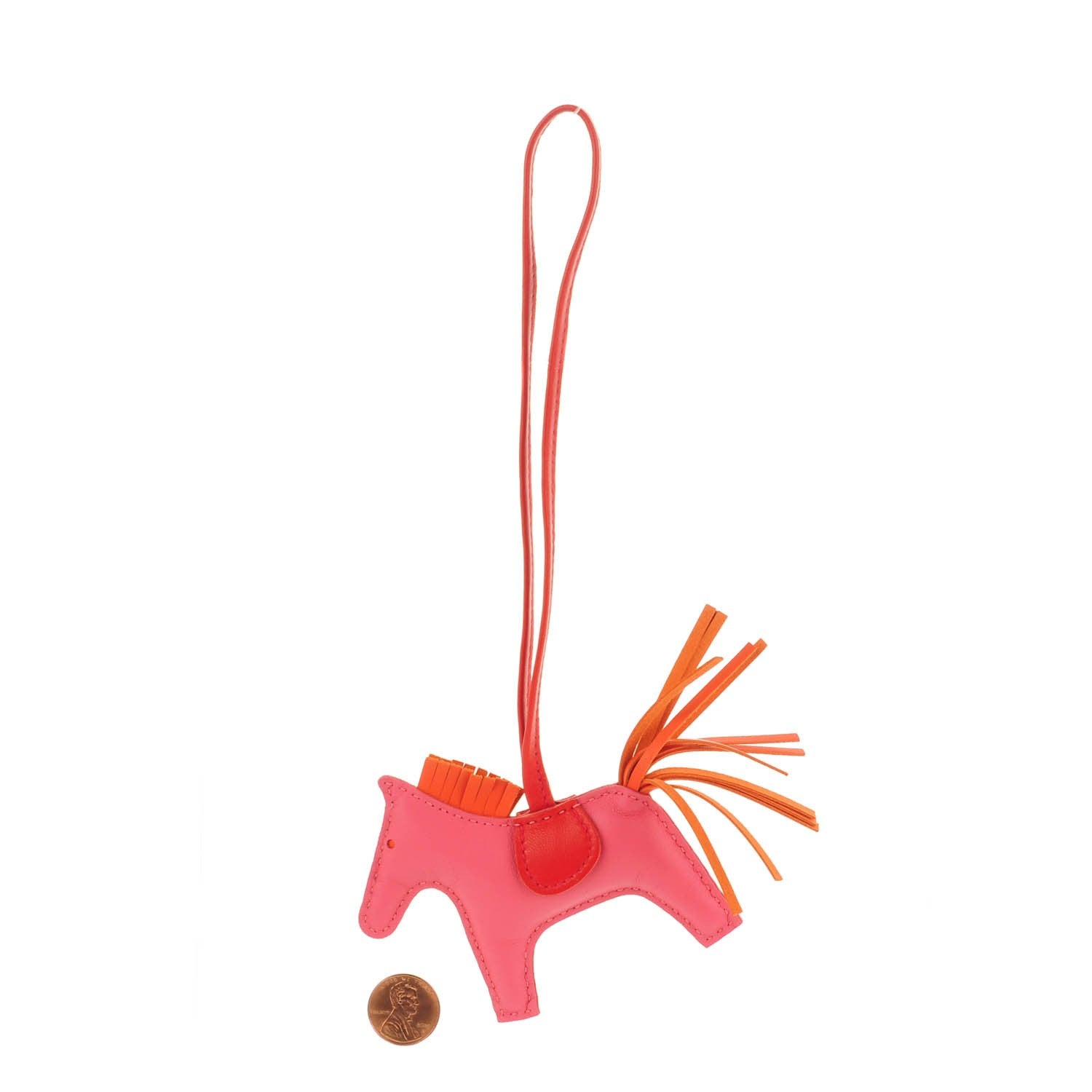 Hermes Milo Lambskin Grigri Rodeo Bag Charm PM Rose Azalee Orange Poppy Rouge Indien 2 of 5