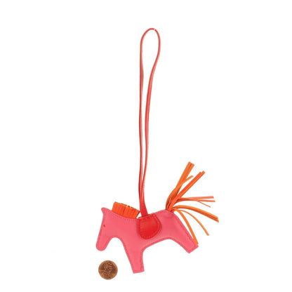 Hermes Milo Lambskin Grigri Rodeo Bag Charm PM Rose Azalee Orange Poppy Rouge Indien 2 of 5