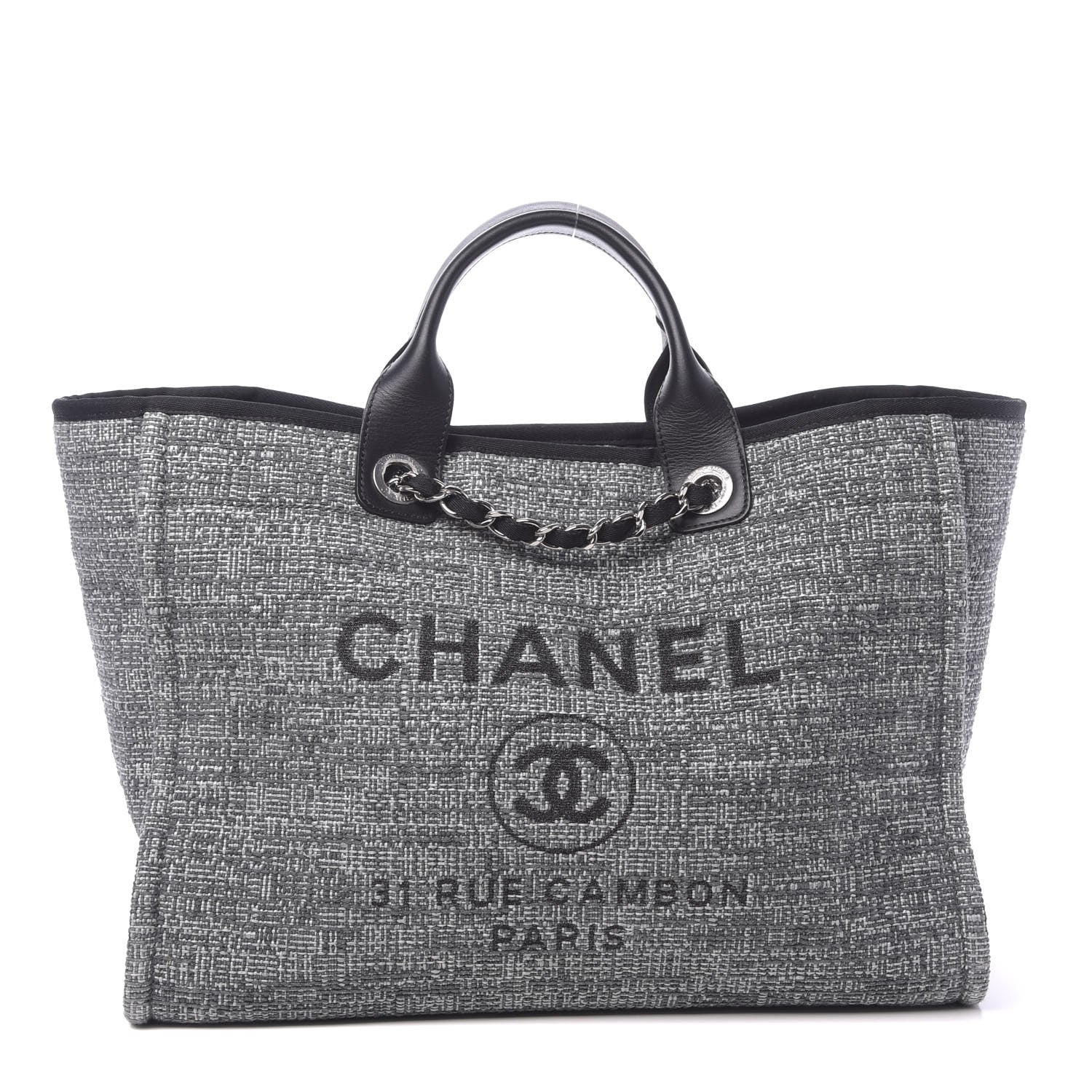 Chanel Canvas Medium Deauville Tote Charcoal 1 of 9