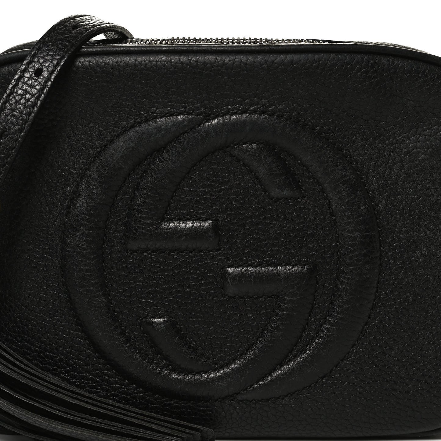 Pebbled Calfskin Small Soho Disco Bag Black