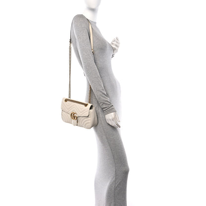 Gucci Calfskin Matelasse Small GG Marmont Shoulder Bag White 2 of 10