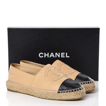 Chanel Lambskin CC Espadrilles 38 Beige Black 15 of 15