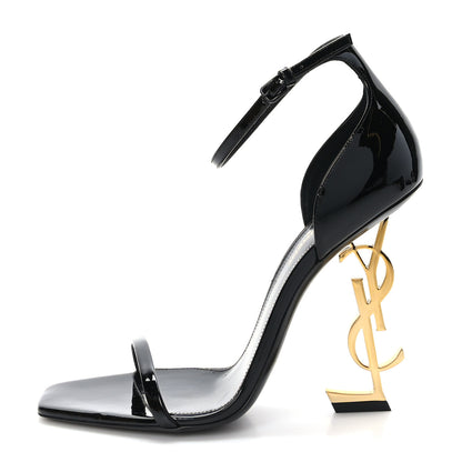 Saint Laurent Patent Calfskin Opyum 110 Sandals 39 Black Gold 1 of 7