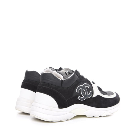 Chanel Lycra Womens CC Sneakers 38.5 Black 4 of 13