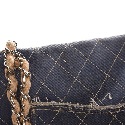 Chanel Denim Quilted Jumbo Pompom Flap Dark Blue 11 of 11