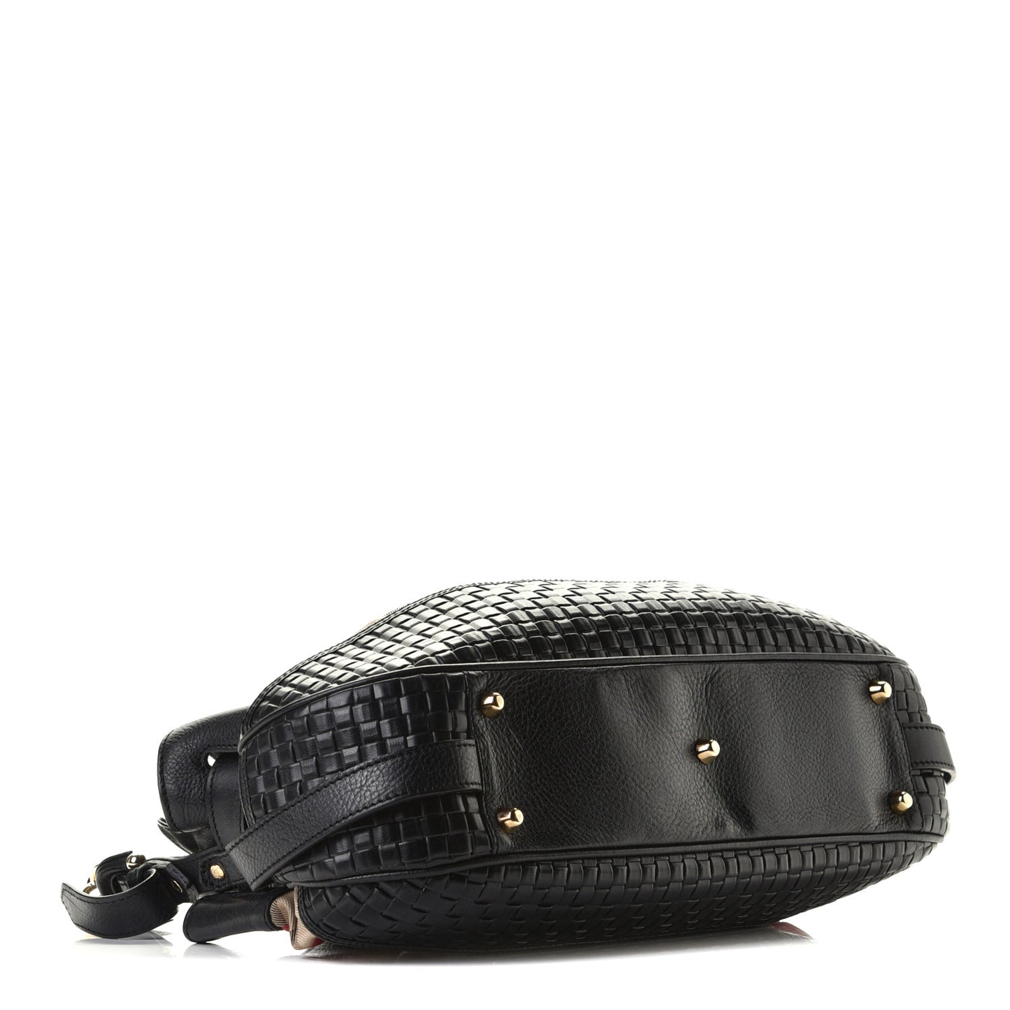 Grainy Calfskin House Check Margaret Bag Black