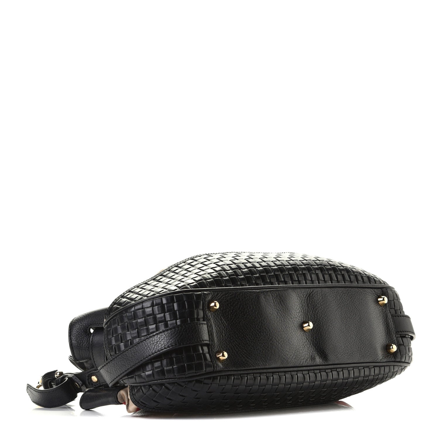 Burberry Grainy Calfskin House Check Margaret Bag Black 7 of 10