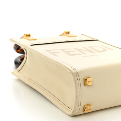 Fendi Vitello King Plexiglass Logo Embossed Mini Fendi Sunshine Shopper Tote White Ice 9 of 10