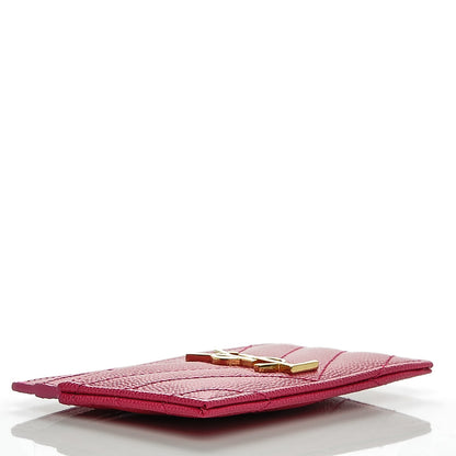 Saint Laurent Grain De Poudre Matelasse Chevron Monogram Credit Card Case Bubblegum 4 of 6