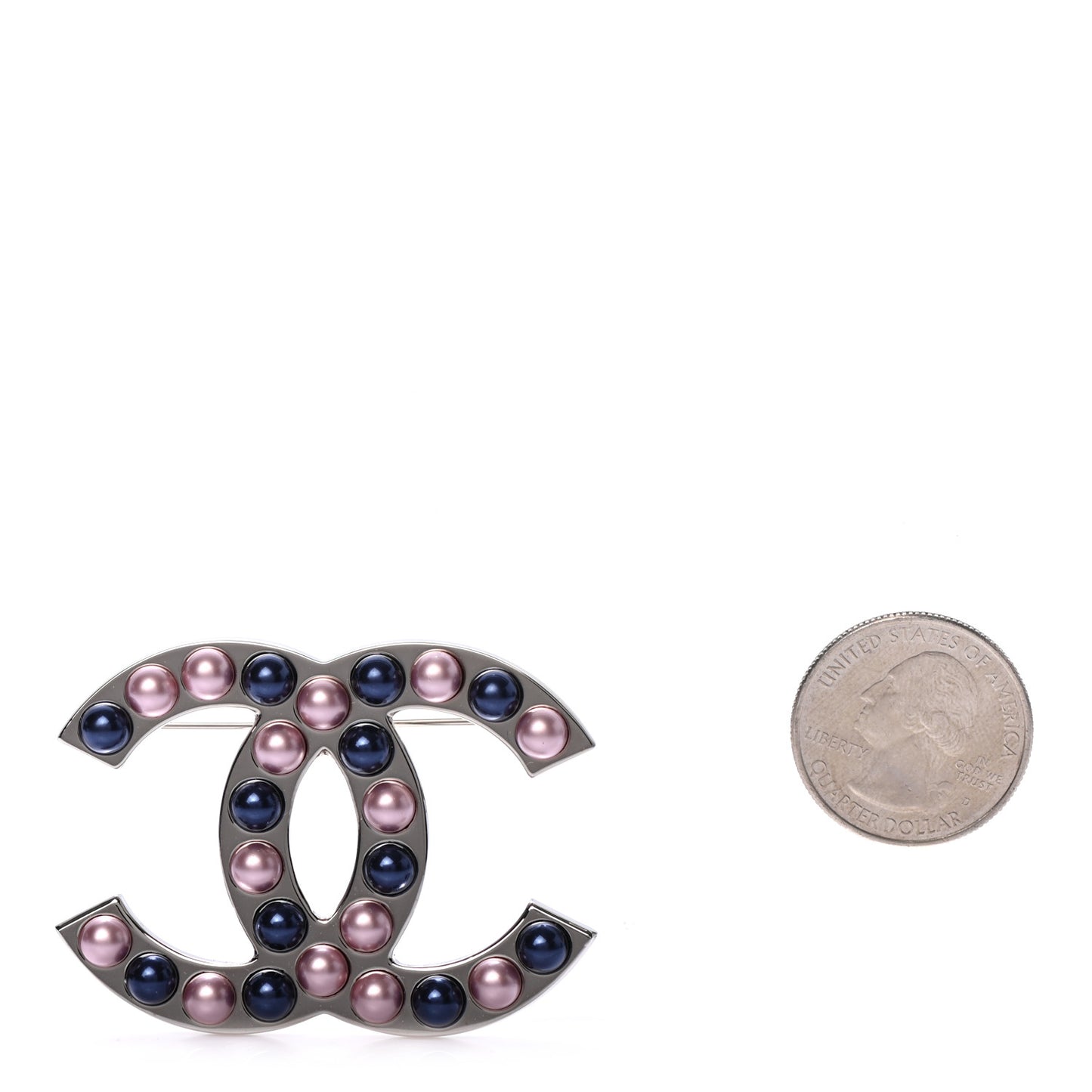 Pearl CC Brooch Silver Multicolor