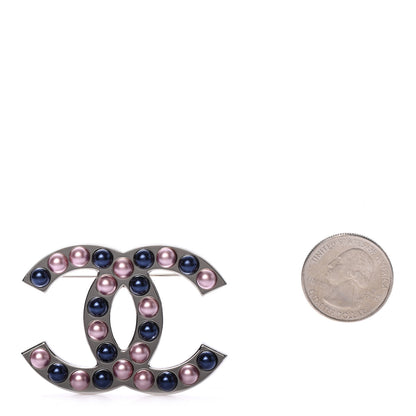 Chanel Pearl CC Brooch Silver Multicolor 3 of 5