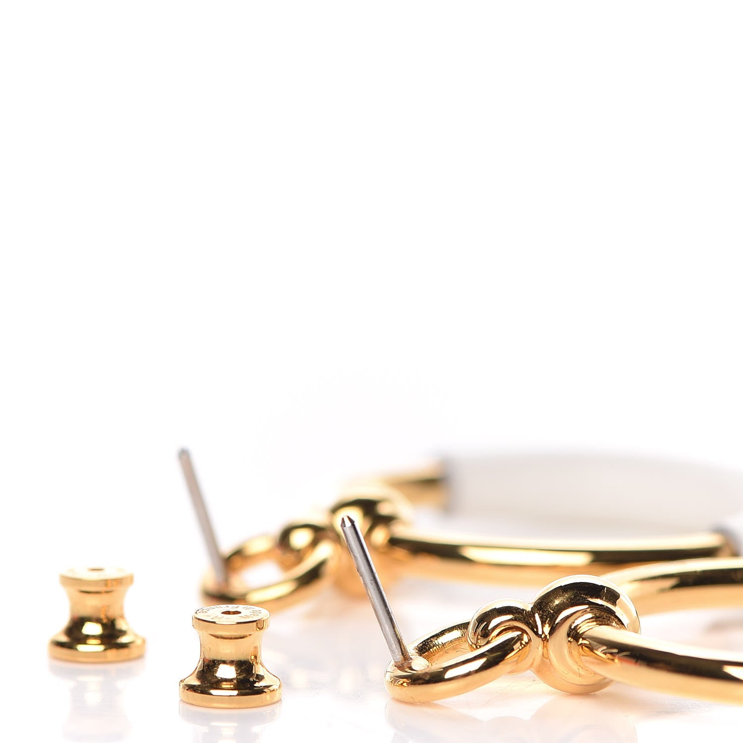 Hermes Swift Loop Earrings Gold White 4 of 5