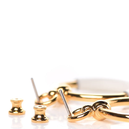 Hermes Swift Loop Earrings Gold White 4 of 5