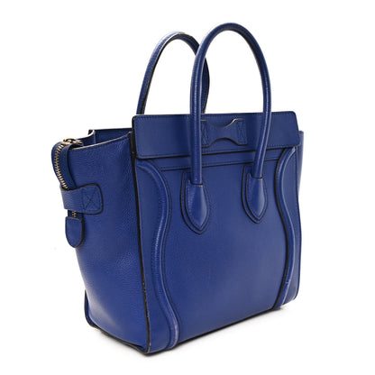 Celine Drummed Calfskin Micro Luggage Indigo 3 of 10