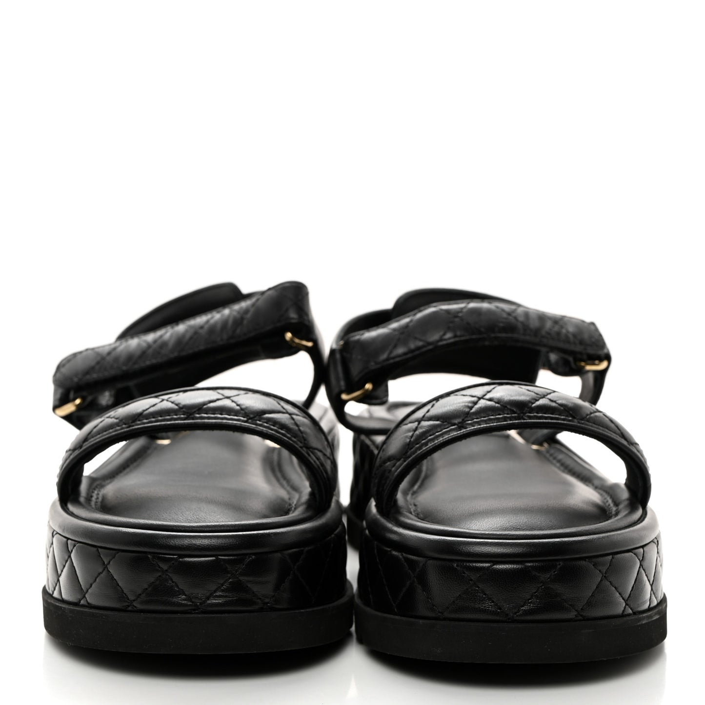 Lambskin Quilted Platform Sandals 39 Black