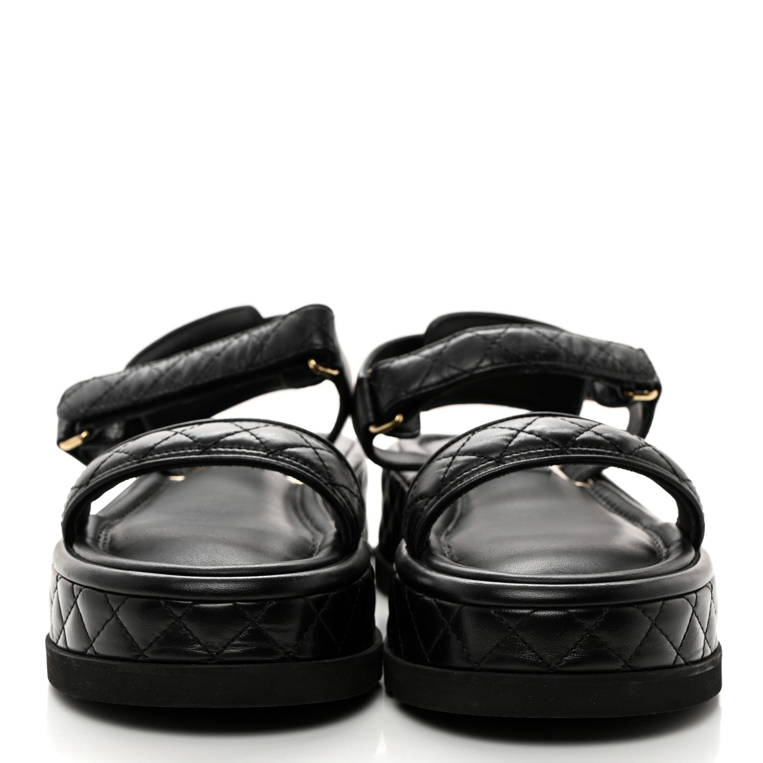 Chanel Lambskin Quilted Platform Sandals 39 Black 2 of 10