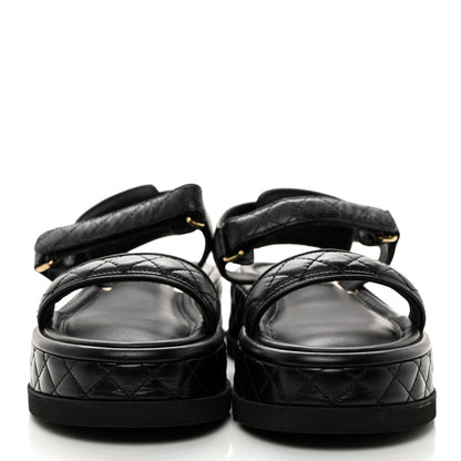 Chanel Lambskin Quilted Platform Sandals 39 Black 2 of 10