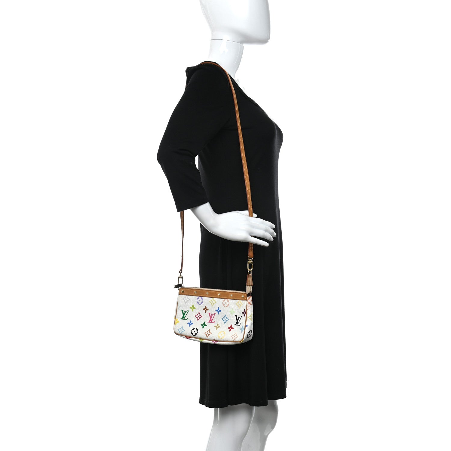 Louis Vuitton Monogram Multicolor Pochette Accessories White Long Strap 2 of 11