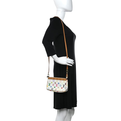 Louis Vuitton Monogram Multicolor Pochette Accessories White Long Strap 2 of 11