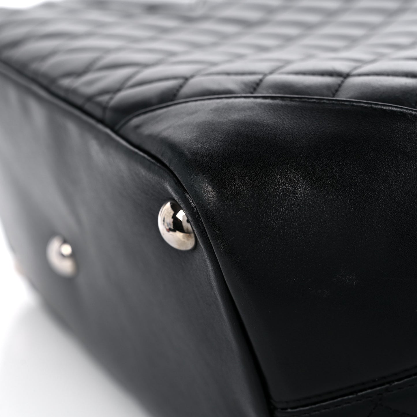 Calfskin Quilted Large Cambon Tote Black