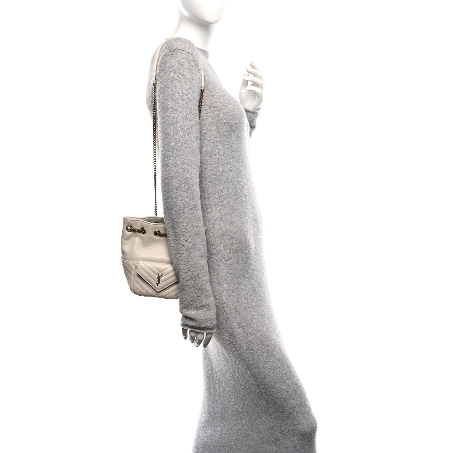 Saint Laurent Lambskin Matelasse Monogram Joe Nano Bucket Bag Crema Soft 2 of 10