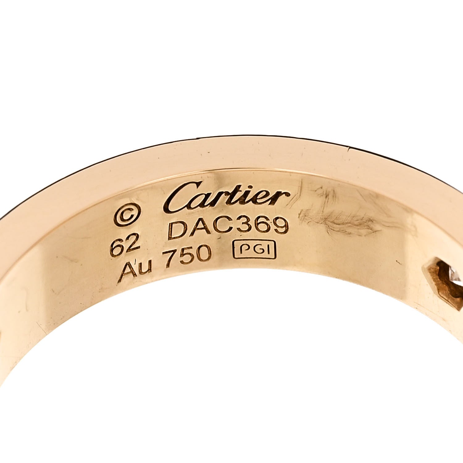 Cartier 18K Yellow Gold 3 Diamond 5.5mm LOVE Ring 62 10 4 of 5