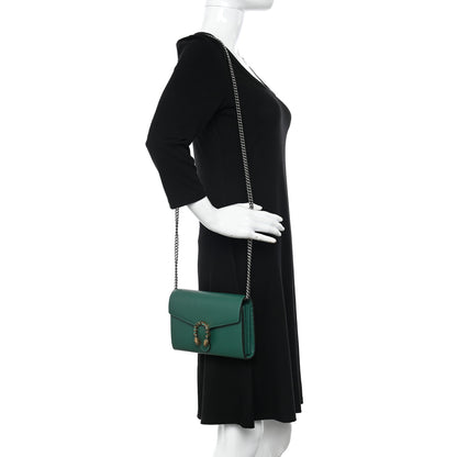 Gucci Calfskin Mini Dionysus Chain Wallet Emerald 2 of 11