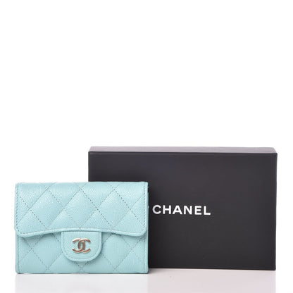 Chanel Caviar Quilted Card Holder Light Blue 9 of 9