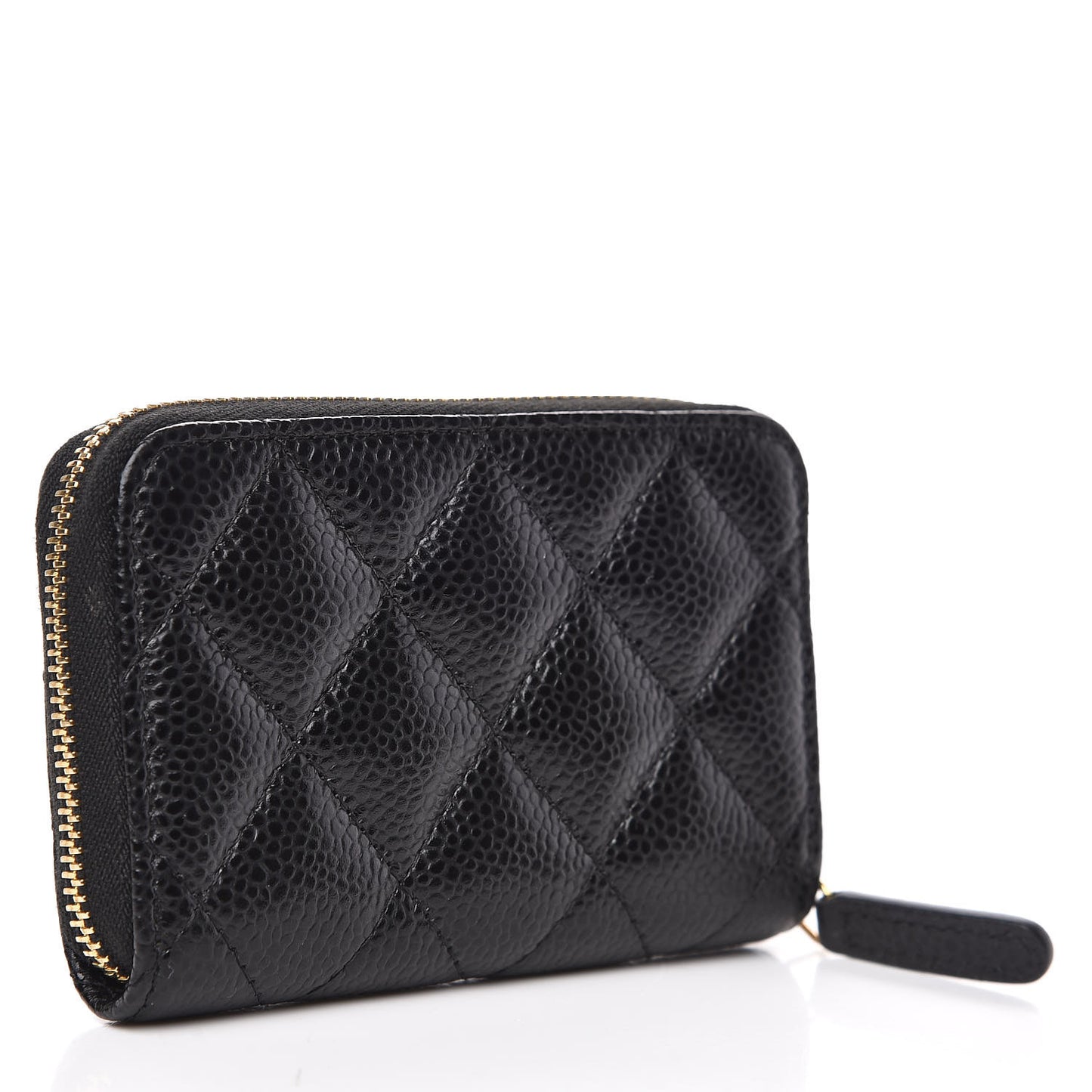 Caviar Quilted Zip Coin Purse Black