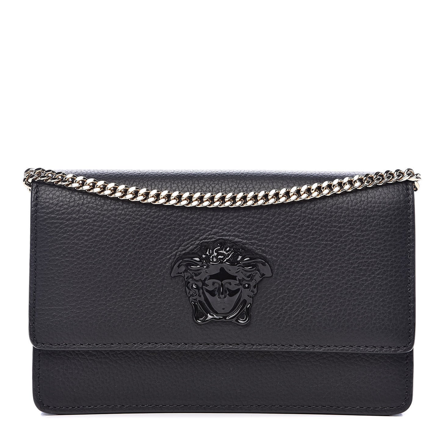 Grained Calfskin Palazzo Chain Evening Bag Black