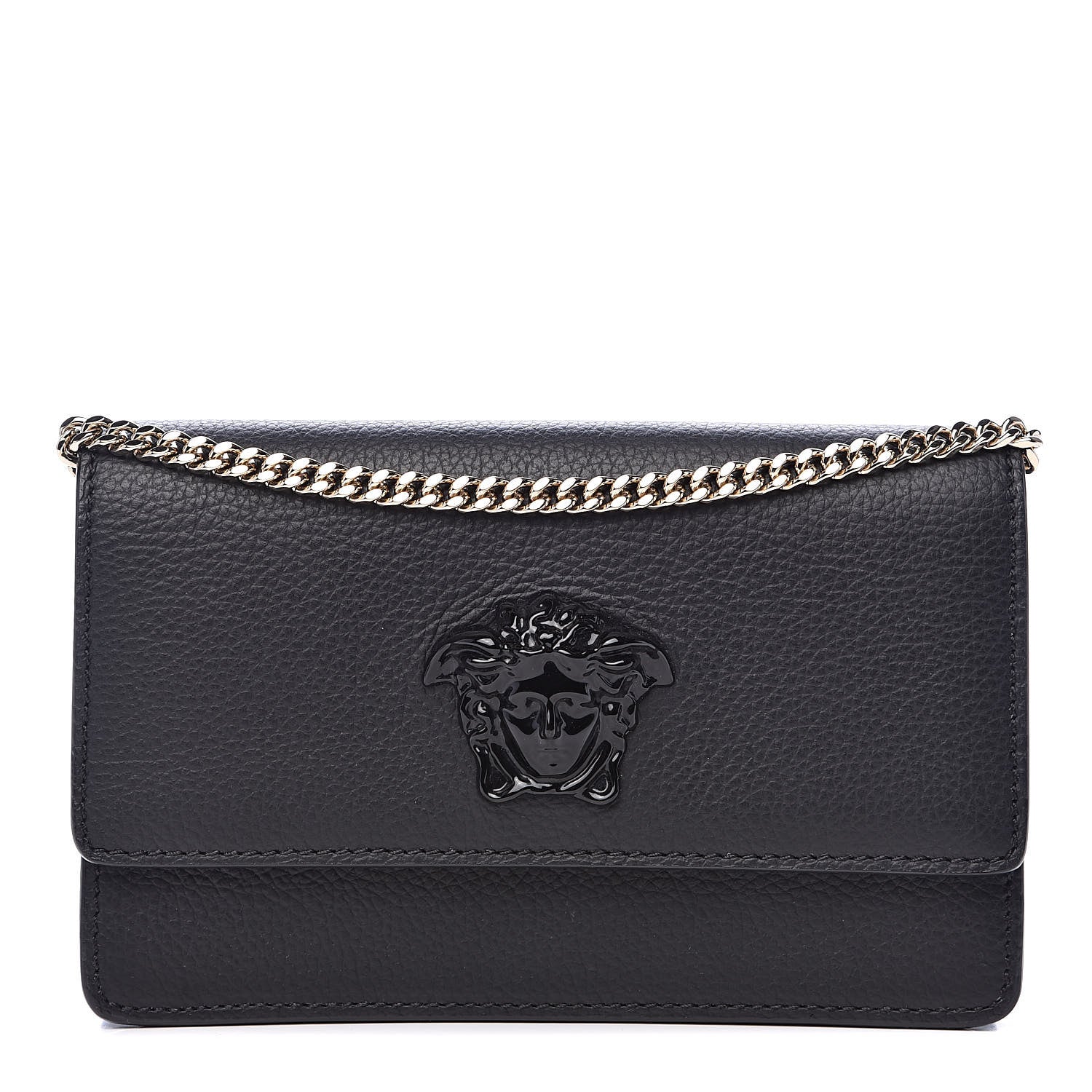 Versace Grained Calfskin Palazzo Chain Evening Bag Black 1 of 9