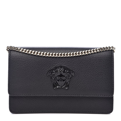 Versace Grained Calfskin Palazzo Chain Evening Bag Black 1 of 9