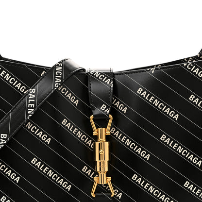 Gucci X BALENCIAGA Calfskin Logo Print Medium Jackie 1961 Hobo Black 8 of 12